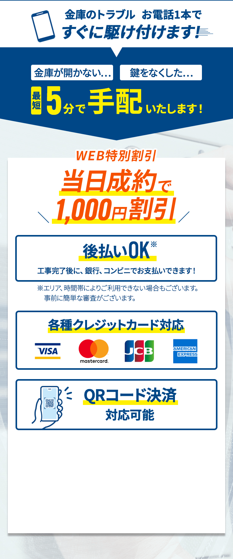 金庫のトラブル お電話1本ですぐに駆けつけます！